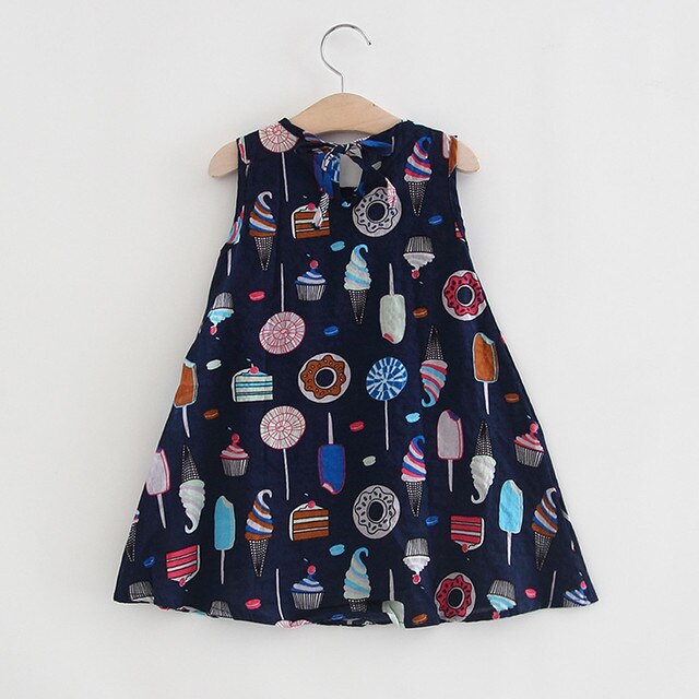 Sukienka dziewczęca bez rękawów z nadrukiem maszynki do lodów i ciast – letnia odzież dla maluchów - Wianko - 6