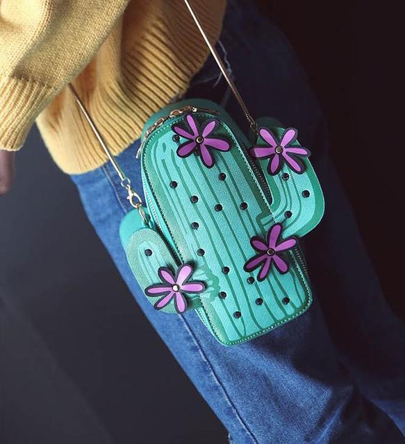 Mała torba Crossbody z haftowanymi kwiatowymi wzorami dla kobiet - kaktusowa zielona - Wianko - 9