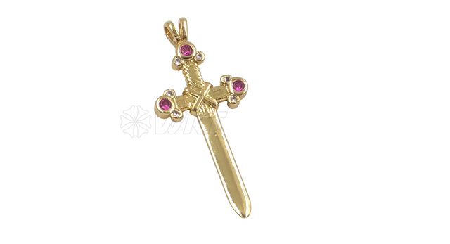 Nowoczesny wisiorek krzyż w kolorze różowego złota, ozdobiony ładnym cyrkoniem - Wianko - 7