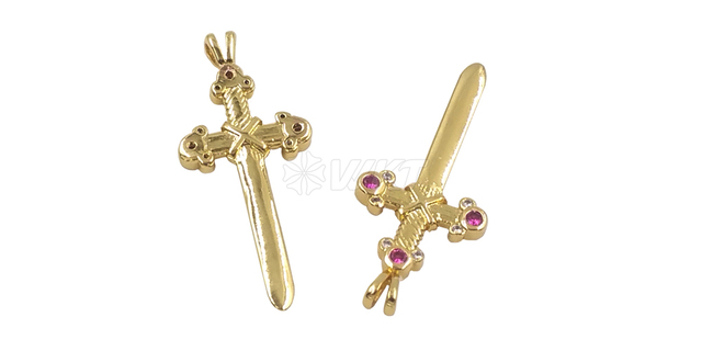 Nowoczesny wisiorek krzyż w kolorze różowego złota, ozdobiony ładnym cyrkoniem - Wianko - 9