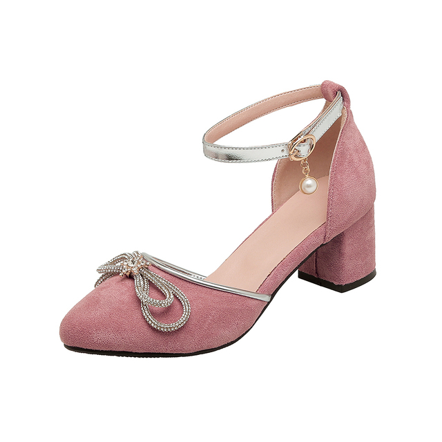 Damskie sandały na wysokim obcasie z szpiczastym nosem, wykonane ze sztucznego zamszu, w kolorach różowym, czarnym i beżowym - Wianko - 4