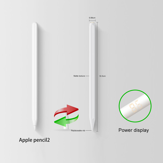 Rysik do Apple Pencil 2 dla iPada, z wyświetlaczem baterii, kompatybilny z iPad Pro 11/12.9 2022-2018, Mini 6, Air 4, 7th/8th gen - Wianko - 3