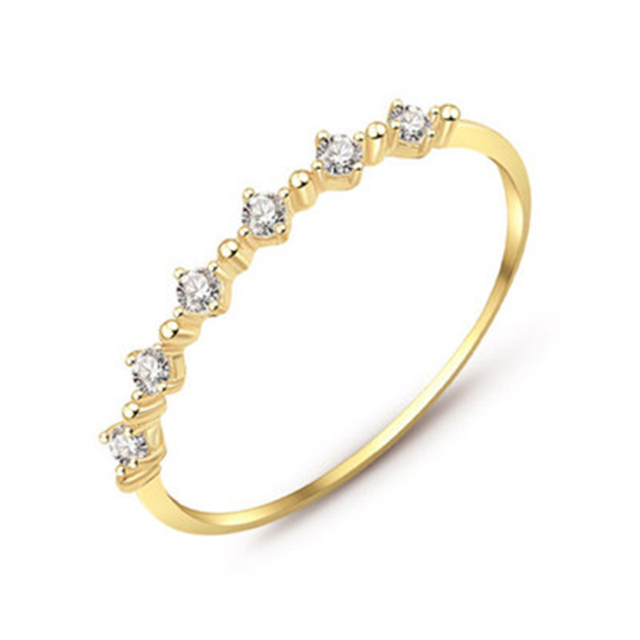 Pierścień z cienkim cyrkonowym kamieniem, wykonany z mini S925 srebra, ozdobiony 14K złotem dla kobiet o eleganckim stylu – Modny biżuteryjny trend 2021 - Wianko - 3