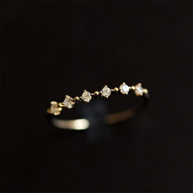Pierścień z cienkim cyrkonowym kamieniem, wykonany z mini S925 srebra, ozdobiony 14K złotem dla kobiet o eleganckim stylu – Modny biżuteryjny trend 2021 - Wianko - 4
