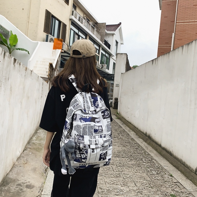 Plecak Fashion Girl Boy Harajuku z nadrukiem graffiti dla kobiet i mężczyzn - idealny do podróży i noszenia laptopa- studentki - Wianko - 7