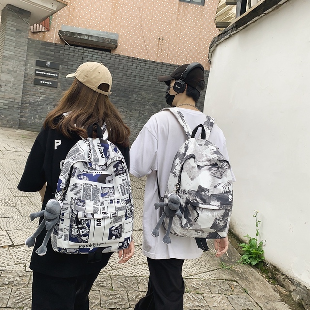 Plecak Fashion Girl Boy Harajuku z nadrukiem graffiti dla kobiet i mężczyzn - idealny do podróży i noszenia laptopa- studentki - Wianko - 11