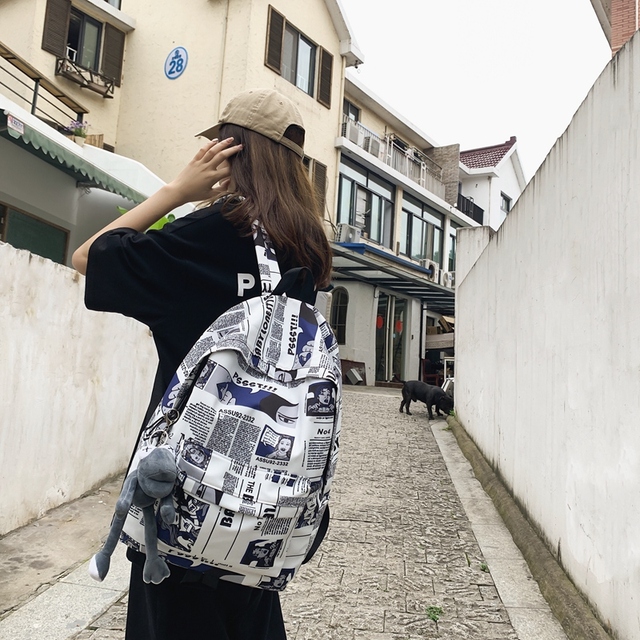 Plecak Fashion Girl Boy Harajuku z nadrukiem graffiti dla kobiet i mężczyzn - idealny do podróży i noszenia laptopa- studentki - Wianko - 8