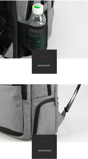 Plecak męski Tigernu marki, wodoodporny, zabezpieczony przed kradzieżą, na laptopa 15.6, duża pojemność z portem USB - Wianko - 15