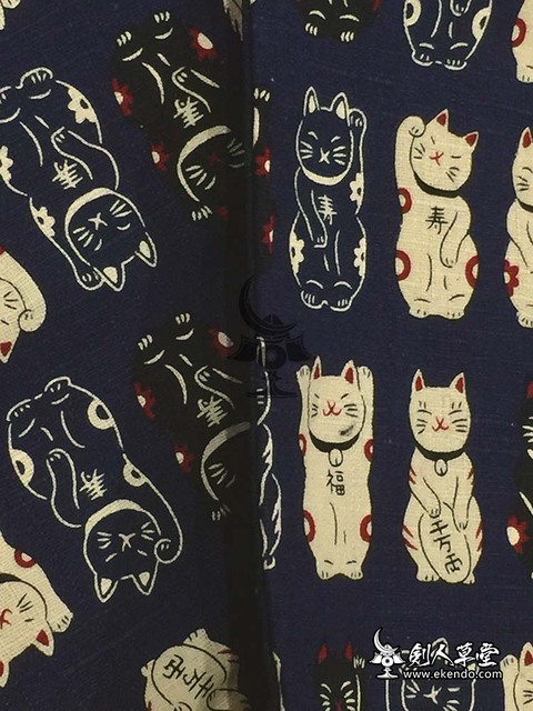 Torba Shinai z motywem szczęśliwego kota, dla trzech shinais z paskiem na ramię - 100% bawełna - Wianko - 3