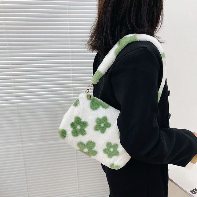 Nowa zima 2021: Miękka pluszowa torba na ramię INS z kwiatowym nadrukiem - Wianko - 9