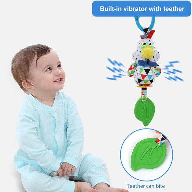 Pluszowy wózek zabawka dla dzieci - miękki dzwonek, zwierzęce muzyczne grzechotki Montessori - Wianko - 3