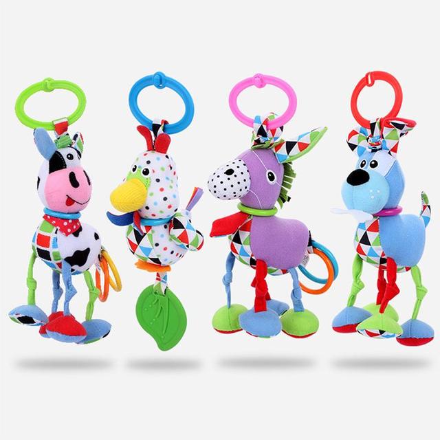 Pluszowy wózek zabawka dla dzieci - miękki dzwonek, zwierzęce muzyczne grzechotki Montessori - Wianko - 1