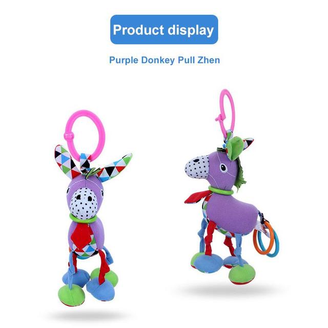 Pluszowy wózek zabawka dla dzieci - miękki dzwonek, zwierzęce muzyczne grzechotki Montessori - Wianko - 6