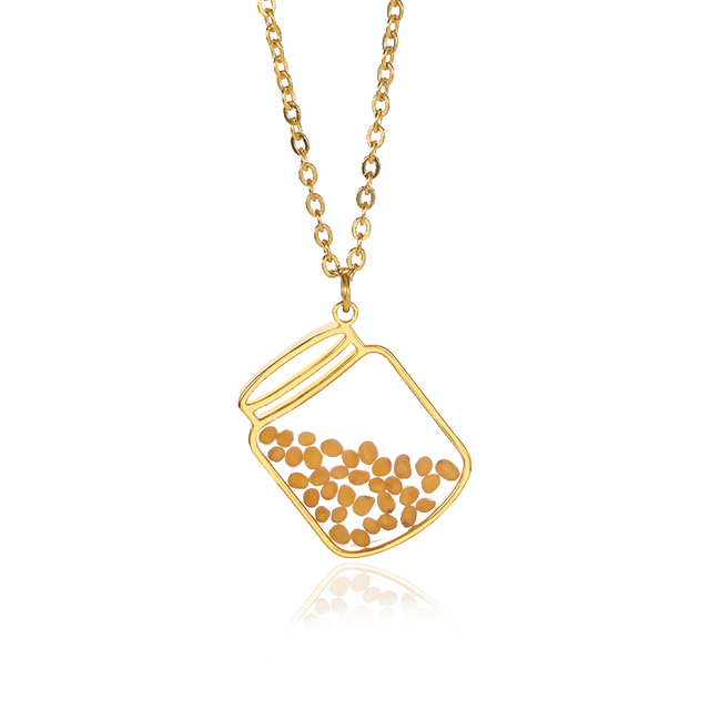 Złoty stalowy naszyjnik z okrągłymi nasionami musztardy - biżuteria kolekcjonerska dla eleganckich kobiet - Wianko - 30