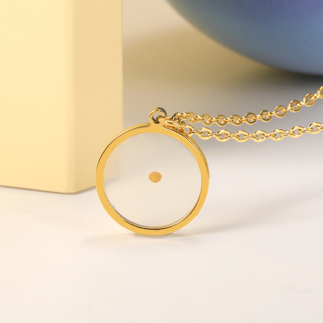 Złoty stalowy naszyjnik z okrągłymi nasionami musztardy - biżuteria kolekcjonerska dla eleganckich kobiet - Wianko - 4