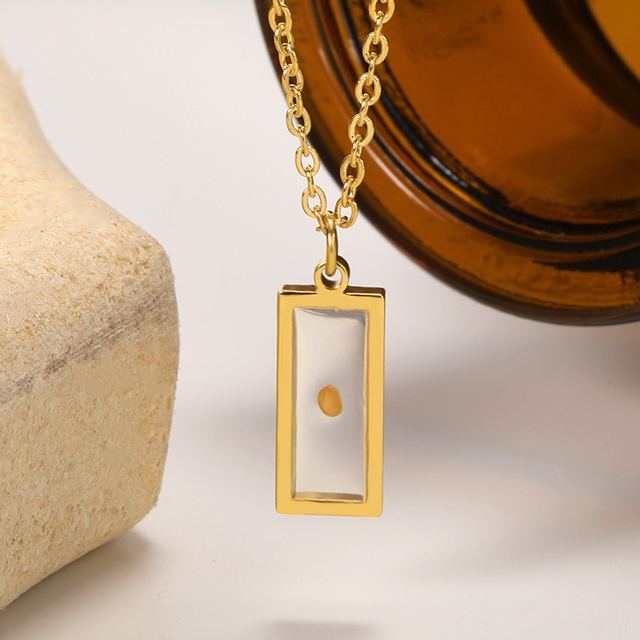 Złoty stalowy naszyjnik z okrągłymi nasionami musztardy - biżuteria kolekcjonerska dla eleganckich kobiet - Wianko - 27