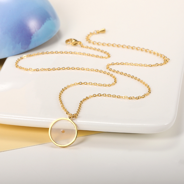 Złoty stalowy naszyjnik z okrągłymi nasionami musztardy - biżuteria kolekcjonerska dla eleganckich kobiet - Wianko - 5