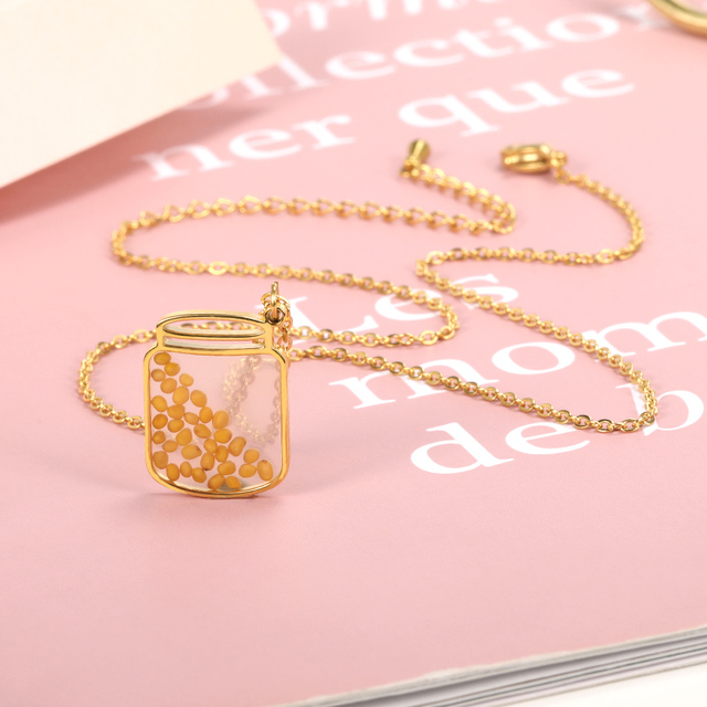 Złoty stalowy naszyjnik z okrągłymi nasionami musztardy - biżuteria kolekcjonerska dla eleganckich kobiet - Wianko - 33