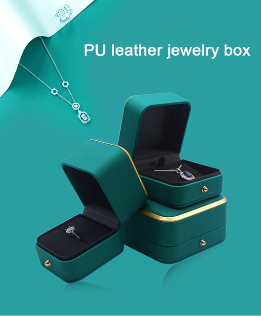 Pudełko na biżuterię ślubną z luksusowym pierścieniem, wisiorkiem, bransoletką - pudełeczko do przechowywania wykonane z 2021 najwyższej jakości imitacji skóry - Wianko - 2