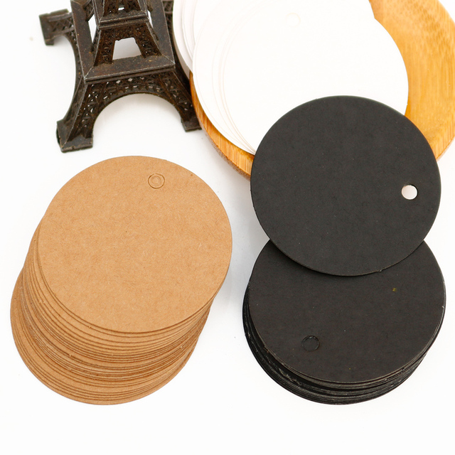 100 sztuk okrągłych brązowych metek odzieżowych z papieru typu kraft w komplecie z konopnym sznurkiem - Wianko - 4