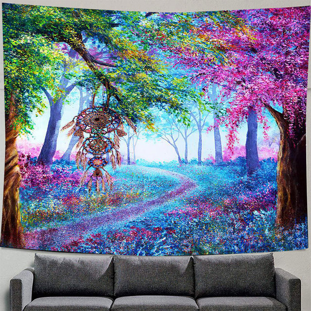 Gobelin z psychodelicznym leśnym widokiem - dekoracja ścian - dywan ścieny do salonu - Wianko - 3