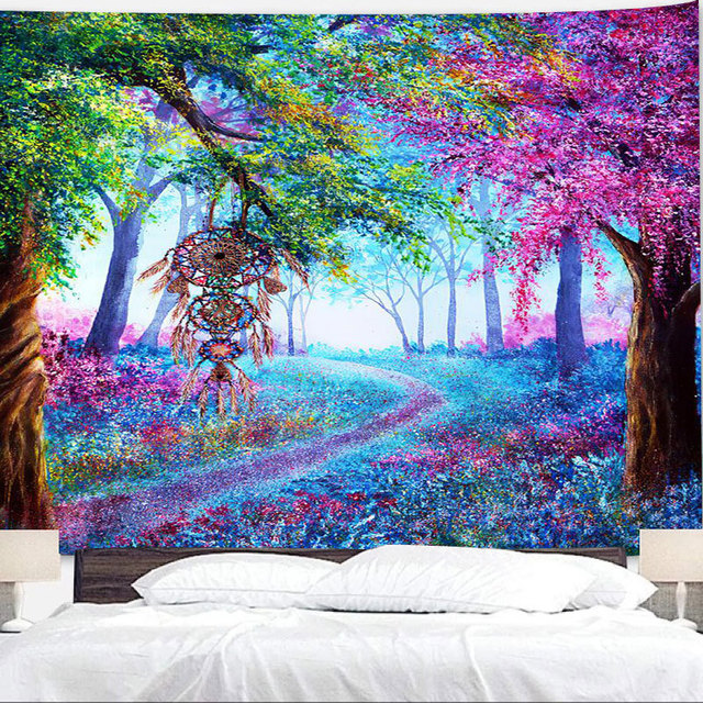 Gobelin z psychodelicznym leśnym widokiem - dekoracja ścian - dywan ścieny do salonu - Wianko - 4