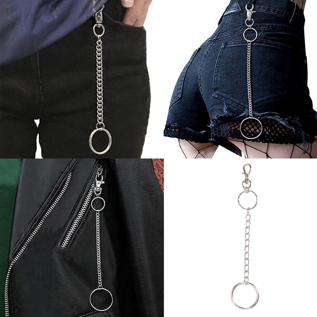 Breloczek na klucze w stylu punk i hip-hop z długim srebrnym łańcuchem na talię oraz metalowymi dodatkami do spodni i jeansów - Wianko - 8