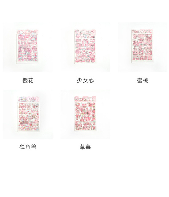 Naklejki papeteria - 4 arkusze dekoracyjnych, przezroczystych naklejek na książkę z uroczymi małymi różowymi zwierzątkami - Wianko - 14