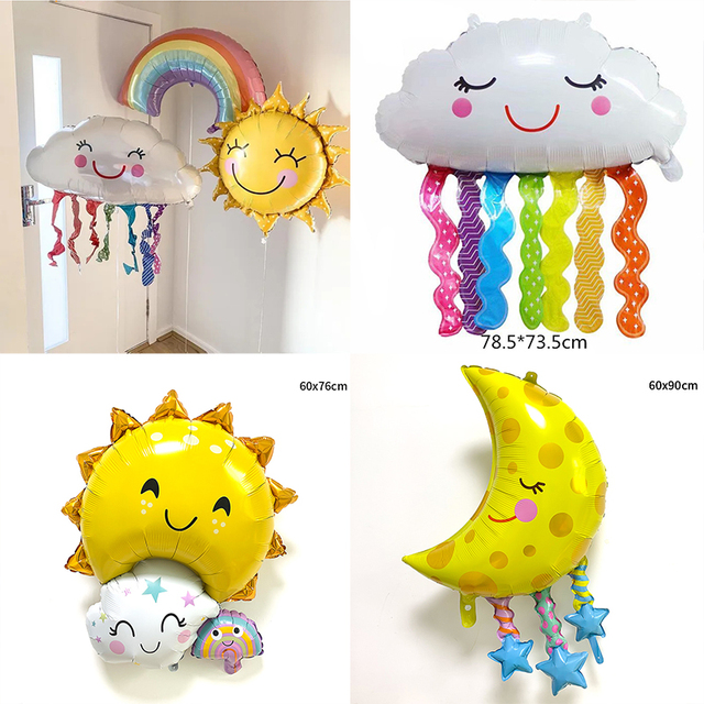 Balon z folii aluminiowej Rainbow Cloud - dekoracja do wesela, na dzień dziecka, do podróży, dla dzieci do kąpieli i snu - Wianko - 1
