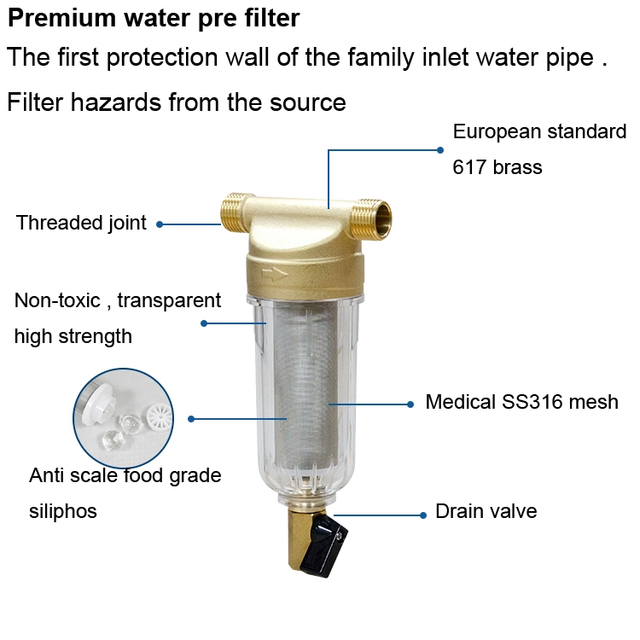 Filtr do wody pod zlew z manometrem o dużej przepustowości dla centralnego oczyszczania wody z kranu - Wianko - 1