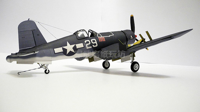 Amerykański Model Papierowego Samolotu F4U-1A Corsair 3D DIY 1:33 - Wianko - 5