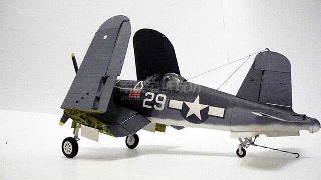 Amerykański Model Papierowego Samolotu F4U-1A Corsair 3D DIY 1:33 - Wianko - 9