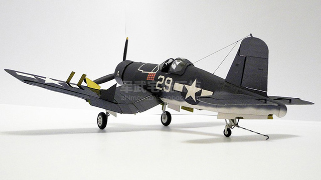 Amerykański Model Papierowego Samolotu F4U-1A Corsair 3D DIY 1:33 - Wianko - 4