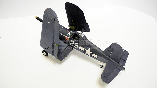 Amerykański Model Papierowego Samolotu F4U-1A Corsair 3D DIY 1:33 - Wianko - 8