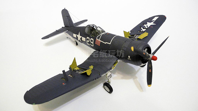 Amerykański Model Papierowego Samolotu F4U-1A Corsair 3D DIY 1:33 - Wianko - 2