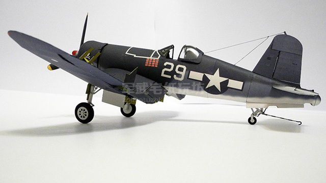 Amerykański Model Papierowego Samolotu F4U-1A Corsair 3D DIY 1:33 - Wianko - 6