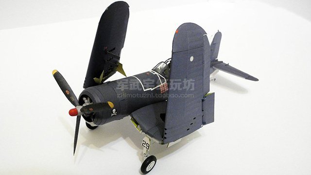 Amerykański Model Papierowego Samolotu F4U-1A Corsair 3D DIY 1:33 - Wianko - 7