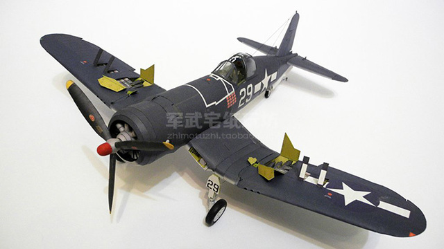 Amerykański Model Papierowego Samolotu F4U-1A Corsair 3D DIY 1:33 - Wianko - 1