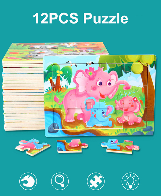 Puzzle dla dzieci z drewnianymi kawałkami - Poznaj zwierzęta i pojazdy - Wianko - 4