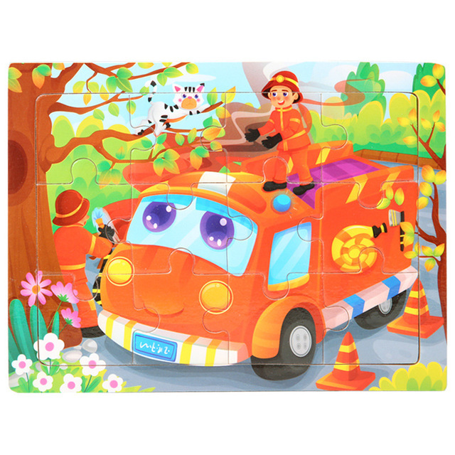 Puzzle dla dzieci z drewnianymi kawałkami - Poznaj zwierzęta i pojazdy - Wianko - 1