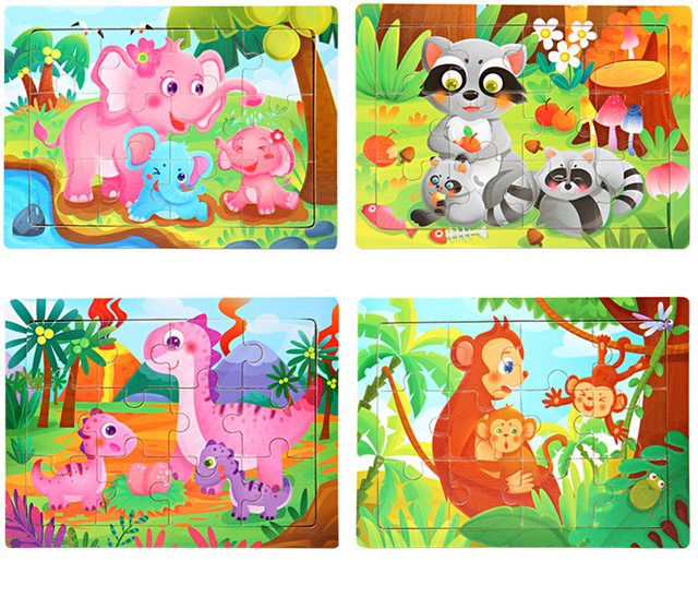 Puzzle dla dzieci z drewnianymi kawałkami - Poznaj zwierzęta i pojazdy - Wianko - 12