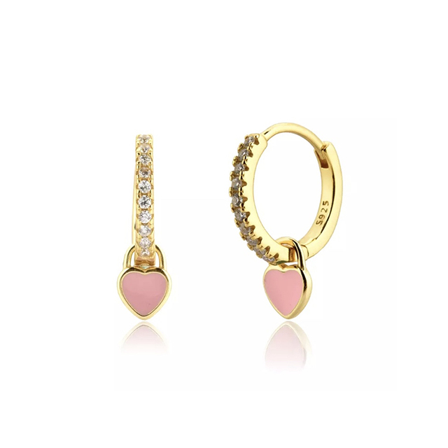 Srebrne kolczyki koła AIDE 925, trendy 2021, różowy cyrkon, złota biżuteria dla kobiet - Wianko - 9