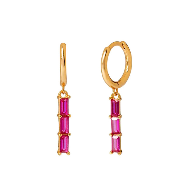 Srebrne kolczyki koła AIDE 925, trendy 2021, różowy cyrkon, złota biżuteria dla kobiet - Wianko - 5
