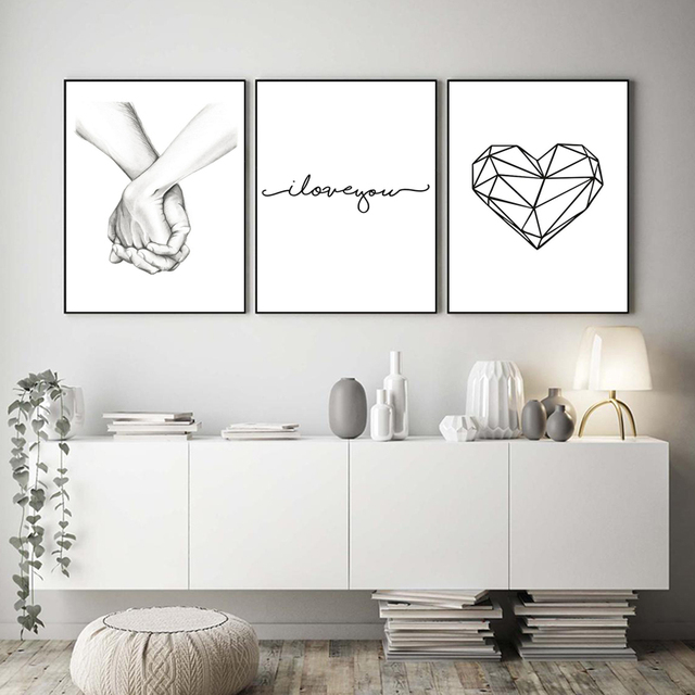 Nordic Love - plakat Kocham Cię - minimalistyczny wydruk obrazu, ozdoba do dekoracji wnętrz, cytat na płótnie, sypialnia, Home Decor - Wianko - 3