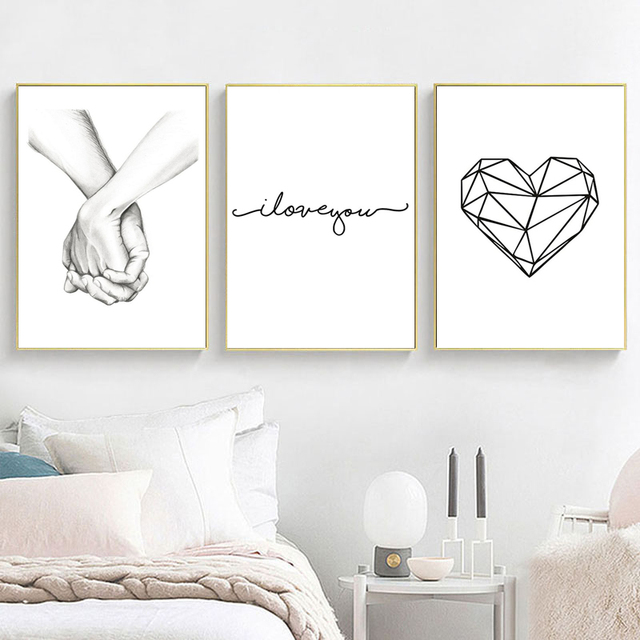 Nordic Love - plakat Kocham Cię - minimalistyczny wydruk obrazu, ozdoba do dekoracji wnętrz, cytat na płótnie, sypialnia, Home Decor - Wianko - 1