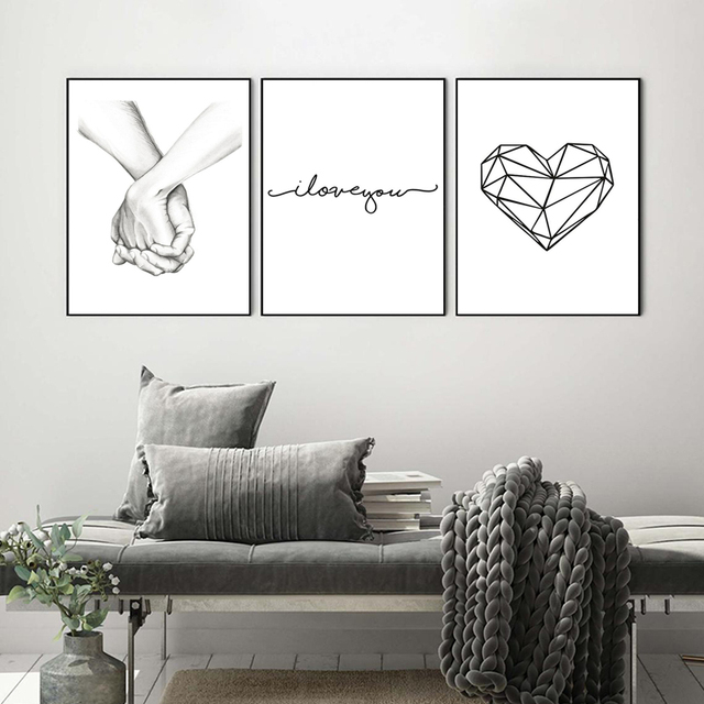 Nordic Love - plakat Kocham Cię - minimalistyczny wydruk obrazu, ozdoba do dekoracji wnętrz, cytat na płótnie, sypialnia, Home Decor - Wianko - 5