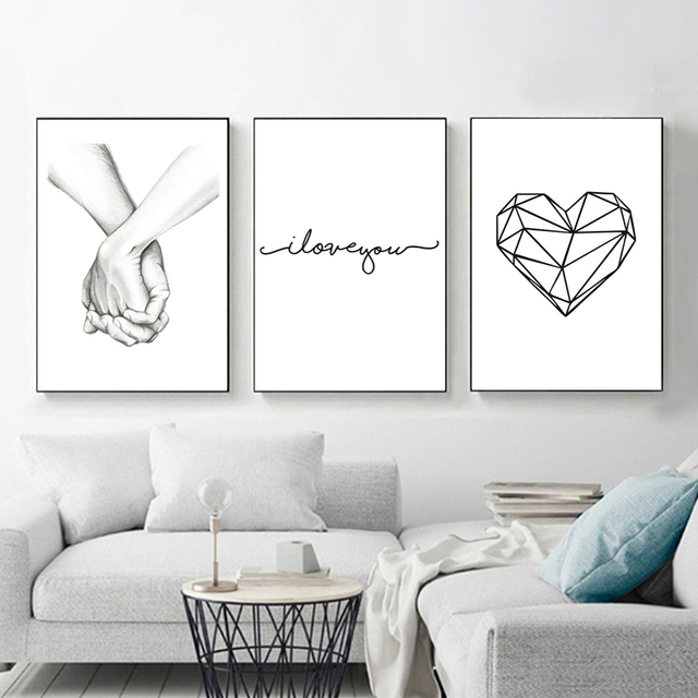 Nordic Love - plakat Kocham Cię - minimalistyczny wydruk obrazu, ozdoba do dekoracji wnętrz, cytat na płótnie, sypialnia, Home Decor - Wianko - 2