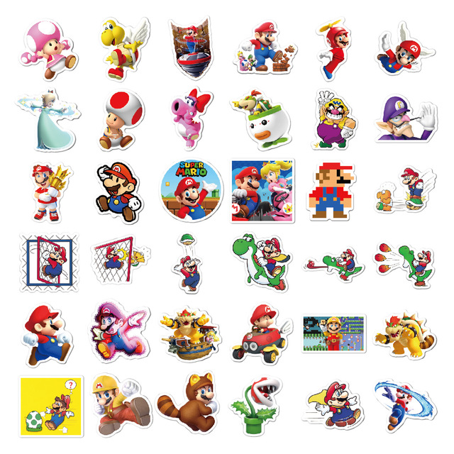 Gra Super Mario - 100 sztuk naklejek na bagaż podróżny, telefon, gitarę, laptop - kreskówki, zabawa dla dzieci - Wianko - 2