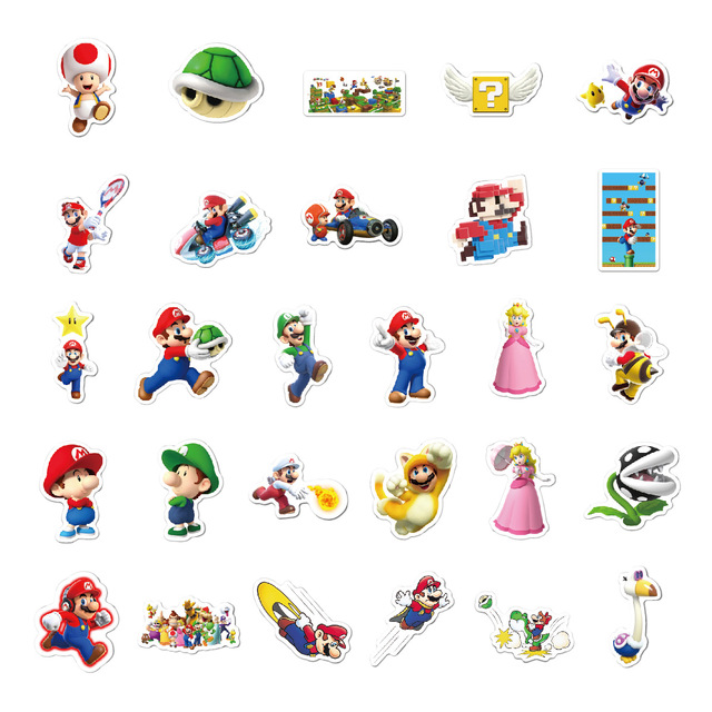 Gra Super Mario - 100 sztuk naklejek na bagaż podróżny, telefon, gitarę, laptop - kreskówki, zabawa dla dzieci - Wianko - 3