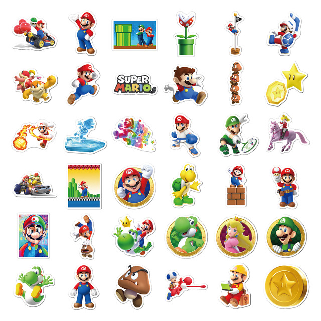 Gra Super Mario - 100 sztuk naklejek na bagaż podróżny, telefon, gitarę, laptop - kreskówki, zabawa dla dzieci - Wianko - 4